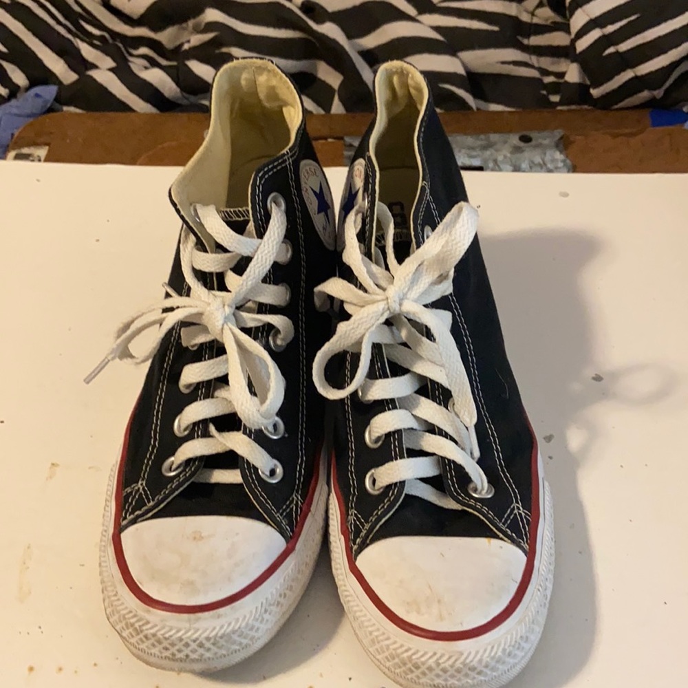 Black and white converse all star hightop wedges